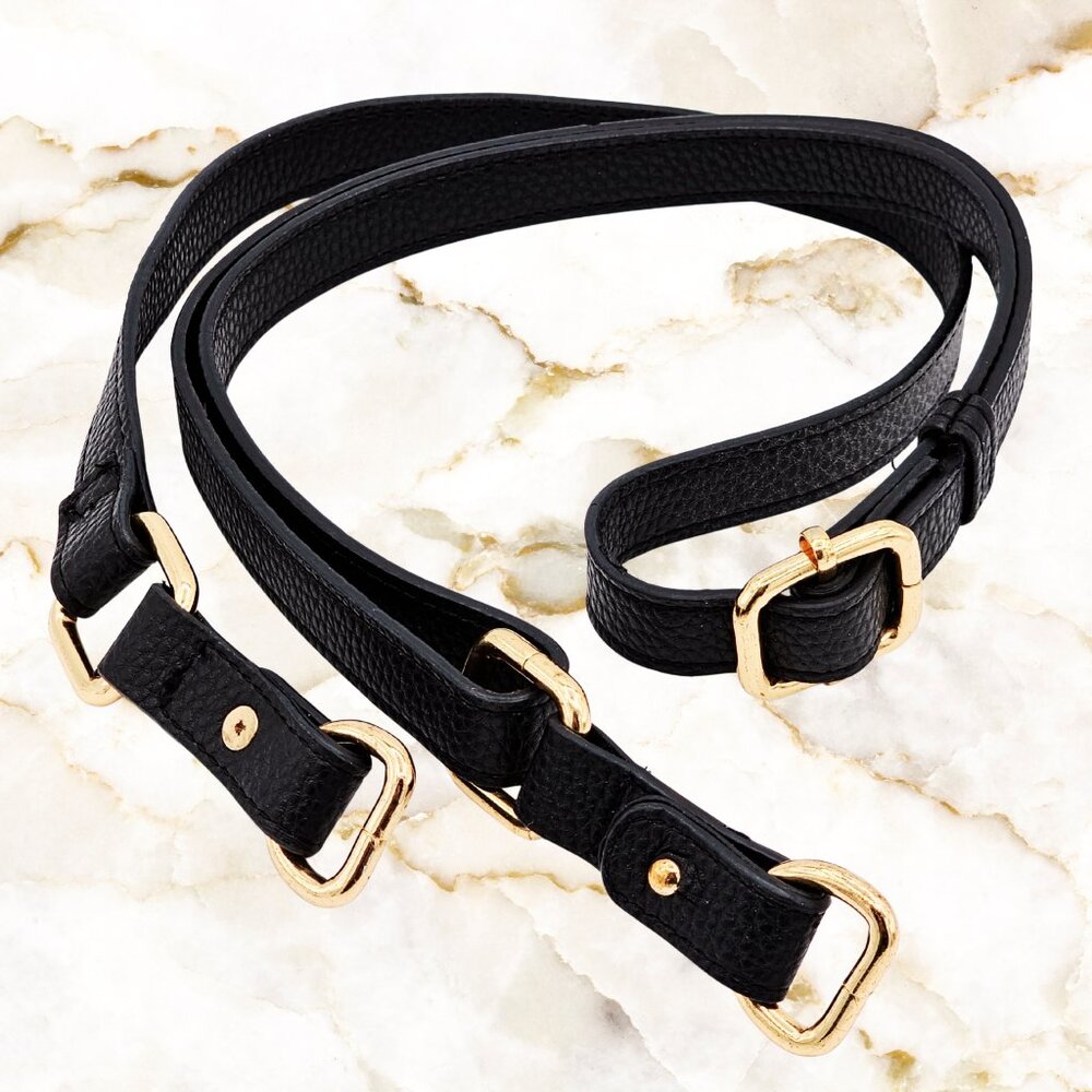 Black Adjustable Purse Strap Gold Hardware Replacement Bag Strap